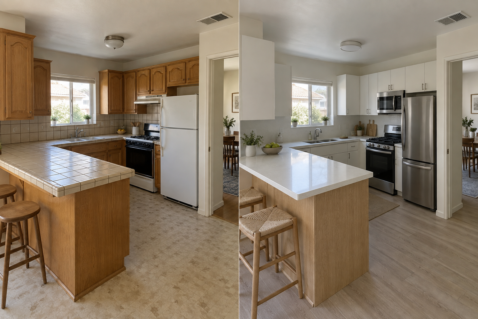 Warm white cabinetry & a brighter finish